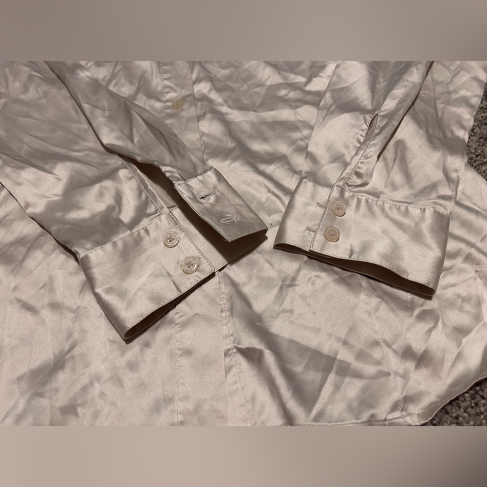 The Limited Satin Silky Button Up Office Wear Business Casual Blouse Size L - Picture 4 of 6